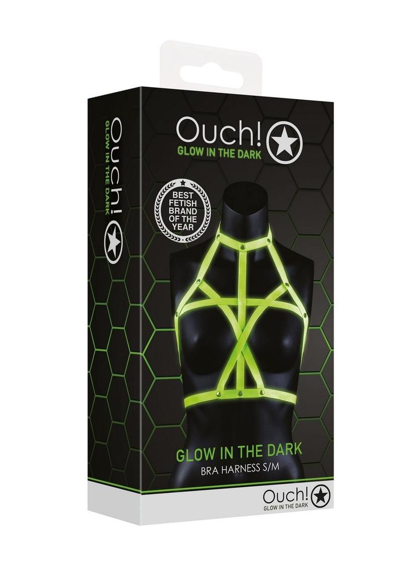 Ouch! Bra Harness - Glow In The Dark/Green - Medium/Small