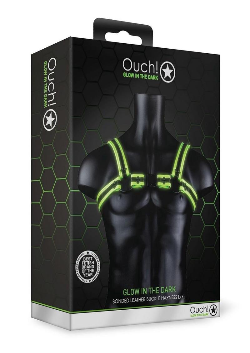 Ouch! Buckle Harness - Black/Glow In The Dark/Green - Large/XLarge