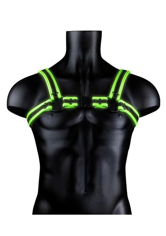 Ouch! Buckle Harness - Black/Glow In The Dark/Green - Medium/Small