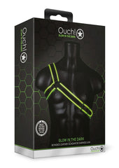 Ouch! Gladiator Harness - Black/Glow In The Dark/Green - Medium/Small