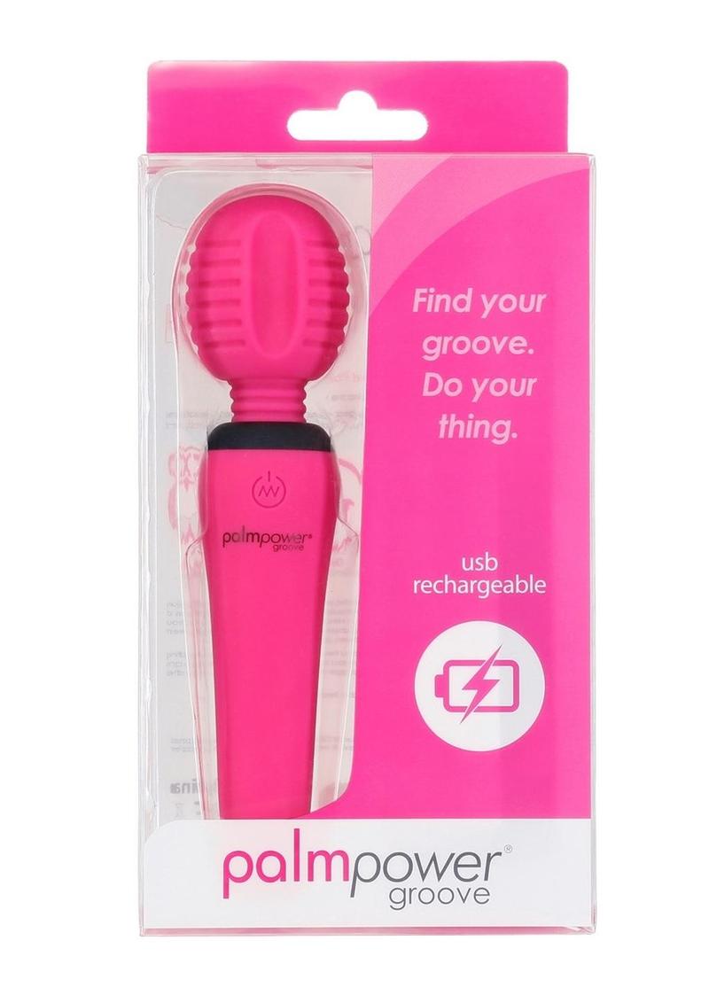 Palmpower Groove Mini Wand Rechargeable Silicone Massage Wand - Fuchsia/Pink