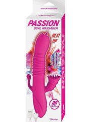 Passion Dual Massager Heat Up Rechargeable Silicone Rabbit Vibrator - Pink