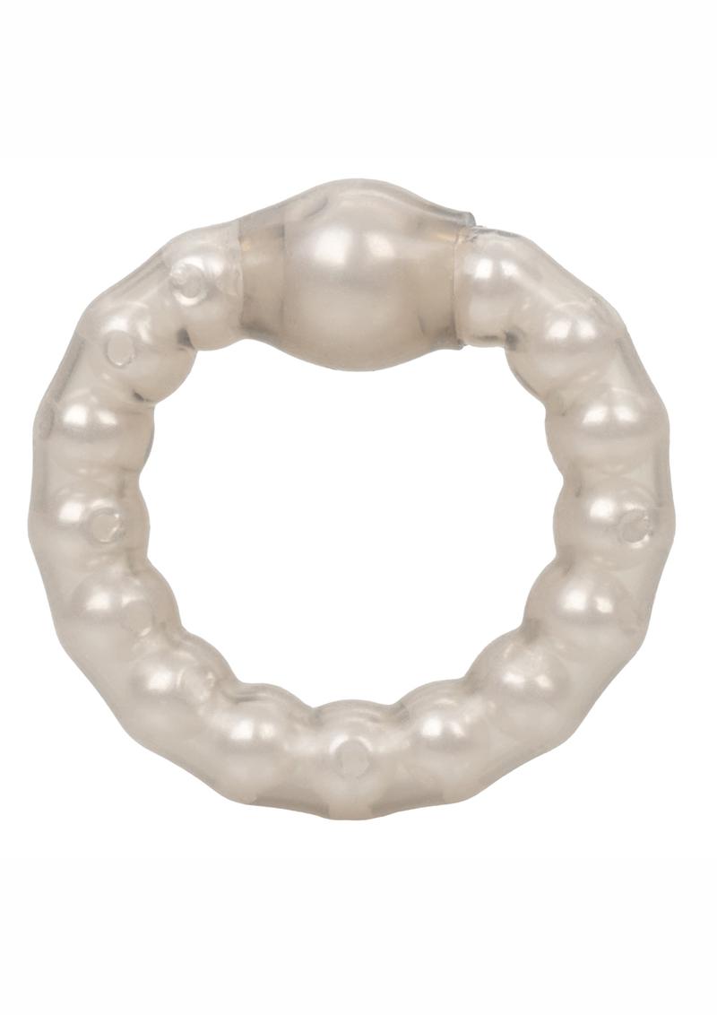 Pearl Beaded Prolong Silicone Cock Ring - Smoke