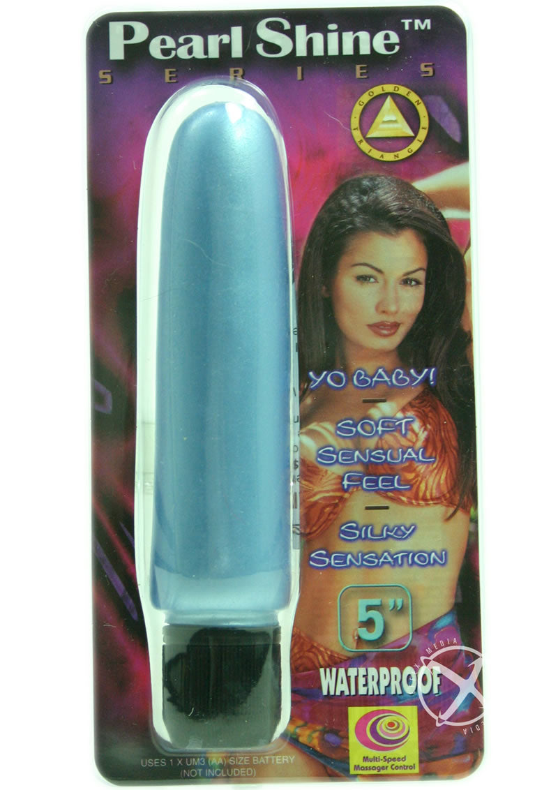 Pearl Shine Smooth Vibrator - Blue - 5in