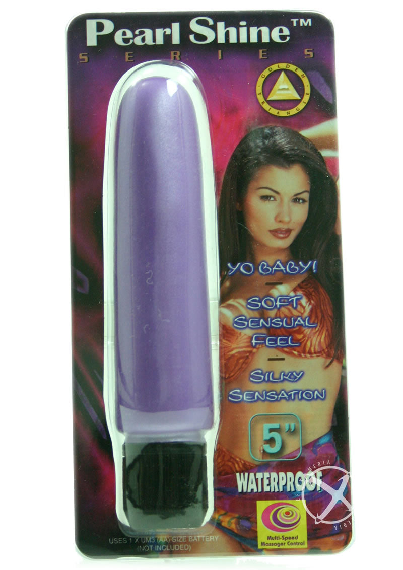 Pearl Shine Smooth Vibrator - Purple - 5in