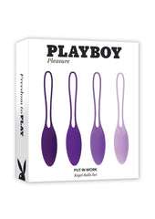 Playboy Put In Work Silicone Kegel Ball - Purple - 4 Piece/Set