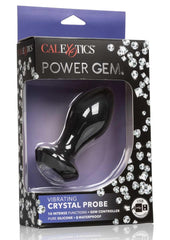 Power Gem Vibrating Crystal Probe Silicone Rechargeable Butt Plug - Black