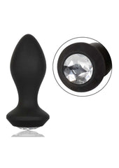 Power Gem Vibrating Crystal Probe Silicone Rechargeable Butt Plug - Black