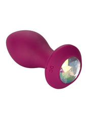 Power Gem Vibrating Crystal Probe Silicone Rechargeable Butt Plug - Purple