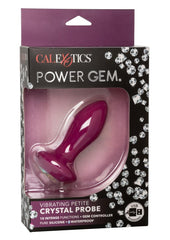 Power Gem Vibrating Petite Crystal Probe Silicone Rechargeable Butt Plug - Purple