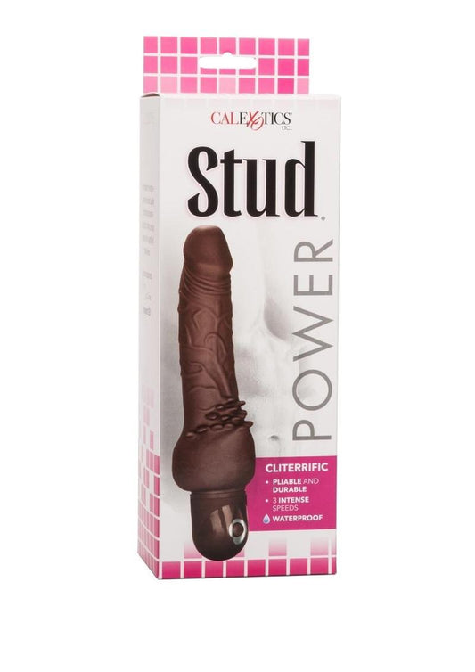 Power Stud Cliterrific Vibrating Dildo - Chocolate