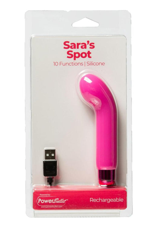 Powerbullet Sara's Spot 10 Function Rechargeable Silicone Vibrating Bullet - Pink