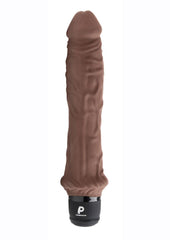 Powercocks Silicone Rechargeable Girthy Realistic Vibrator - Chocolate - 8in