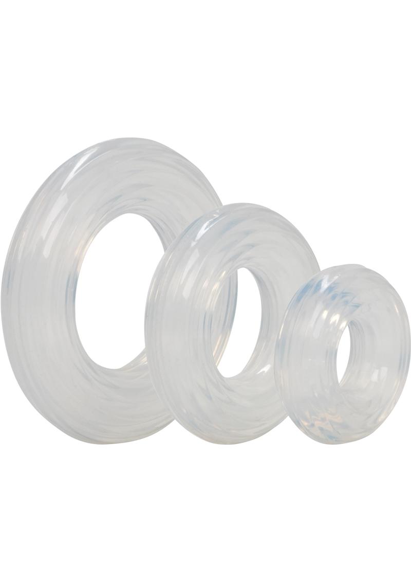 Premium Silicone Cock Ring - Clear - 3 Piece Set/Set