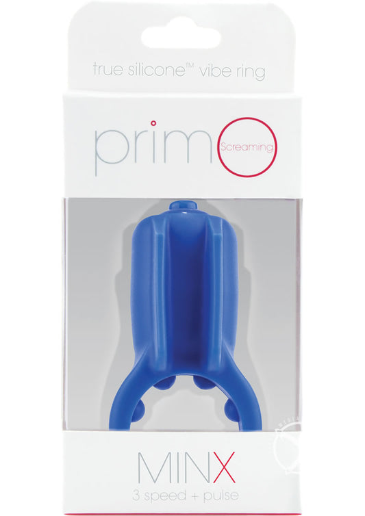 Primo Minx True Silicone Vibrating Cock Ring Waterproof - Blue