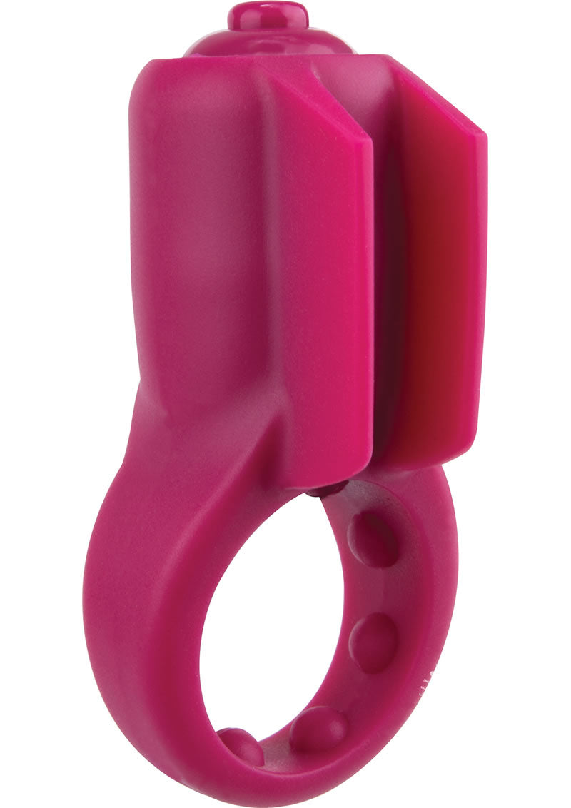 Primo Minx True Silicone Vibrating Cock Ring Waterproof - Merlot/Pink