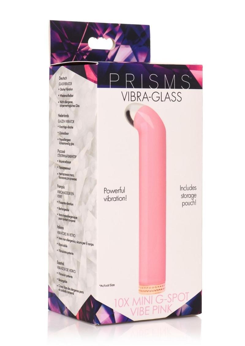 Prisms 10x Mini G-Spot Vibe Rechargeable Glass Bullet - Pink