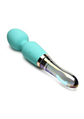 Prisms Vibra-Glass 10x Dual End Rechargeable Silicone Glass Wand - Blue/Turquoise