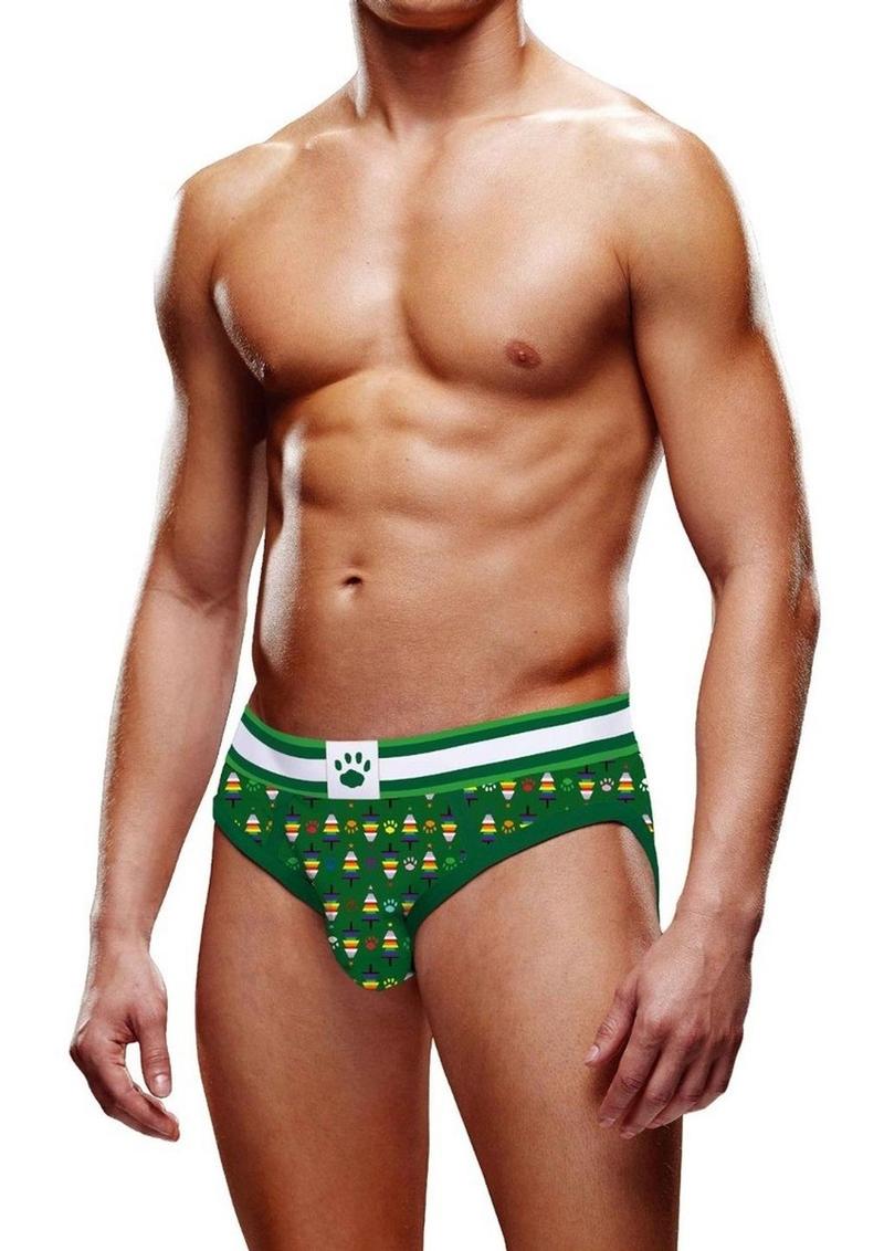 Prowler Christmas Tree Brief - Green/Multicolor/Rainbow - XSmall