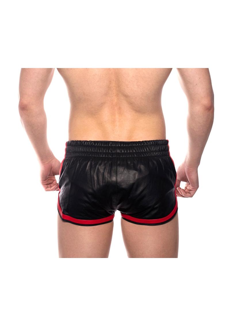 Prowler Red Leather Sport Shorts - Black/Red - Small