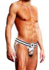 Prowler Leather Pride Jock - Black/White - Medium