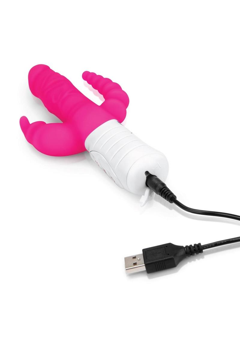 Rabbit Essentials Silicone Rechargeable Slim Realistic Double Penetrat