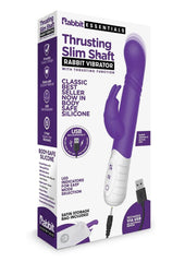 Rabbit Essentials Silicone Rechargeable Slim Shaft Thrusting G-Spot Rabbit Vibrator - Purple