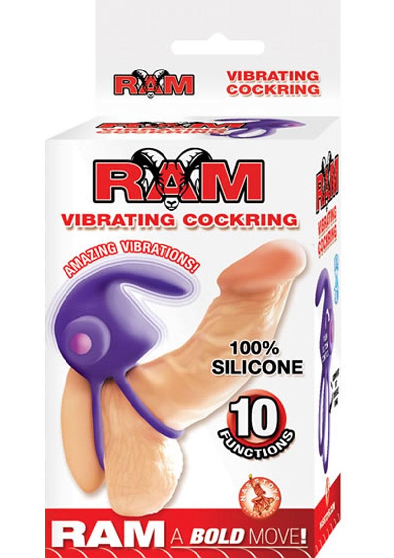 Ram Silicone Vibrating Cock Ring - Purple