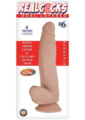 Realcocks Dual Layered #6 Bendable Dildo Curved - Flesh/Vanilla - 8in