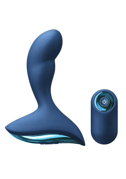 Renegade Mach 2 Rechargeable Silicone Vibrating Prostate Stimulator with Remote Control - Blue