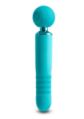 Revel Fae Rechargeable Silicone Vibrator with Clitoral Stimulator - Teal