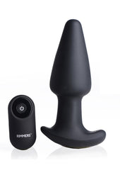 Rimmers Gyro-R Rechargeable Silicone Smooth Rimming Plug with Remote Control - Black