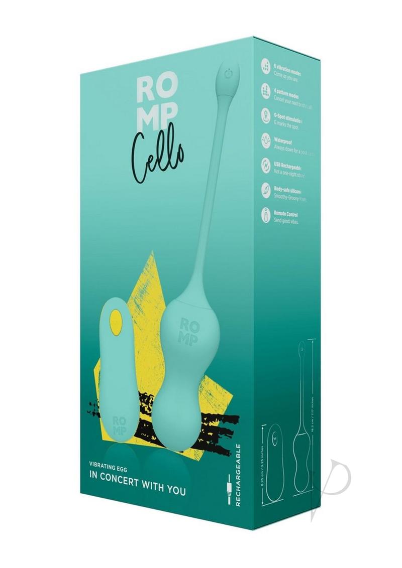 Romp Cello Rechargeable Silicone G-Spot Vibrator with Remote - Teal