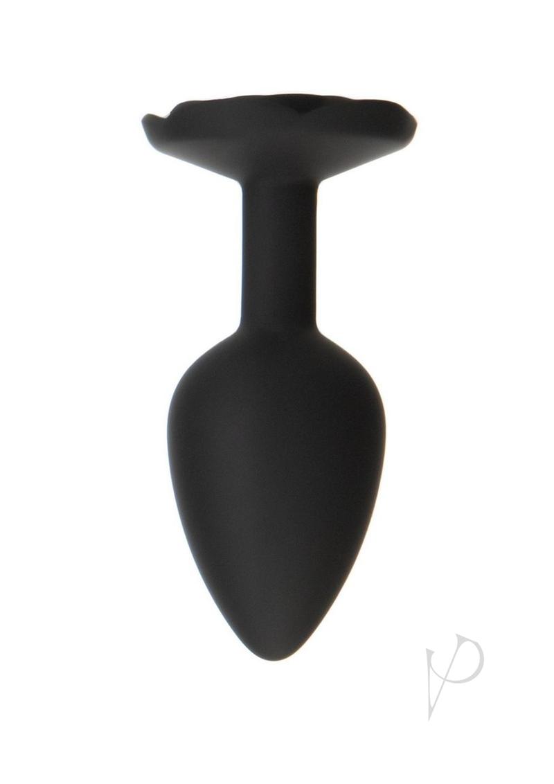 Roses Til Dawn Silicone Butt Plug - Black - Small