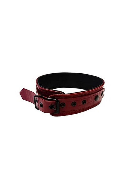 Rouge Anaconda Leather Adjustable Collar 1 Ring - Black/Burgundy/Red