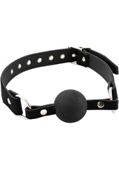 Rouge Fetish Play Leather Adjustable Ball Gag with Metal Accents - Black/Metal