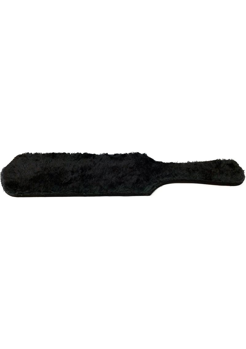 Rouge Leather Paddle with Faux Fur - Black