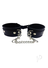 Rouge Plain Leather Adjustable Ankle Cuffs - Black