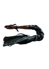 Rouge Wooden Handle Leather Flogger - Black