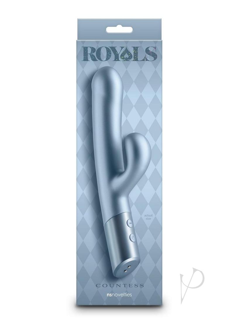 Royals Countess Rechargeable Silicone Rabbit Vibrator - Blue