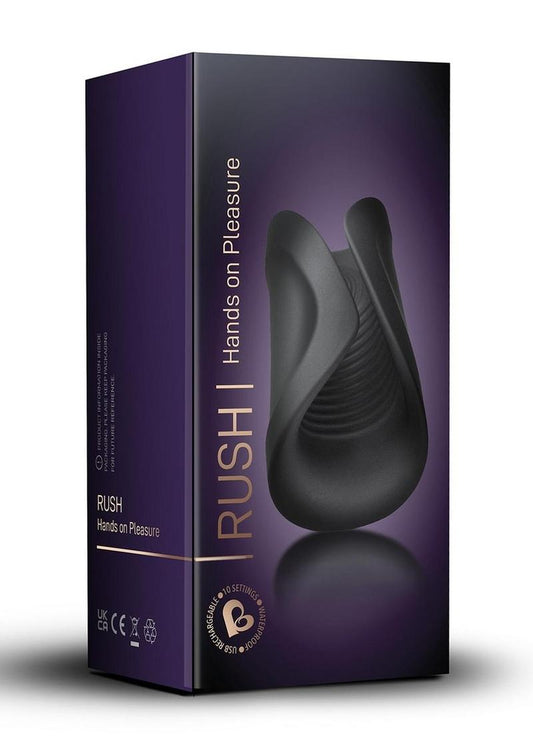 Rush Silicone Vibrating Textured Masturbator - Black