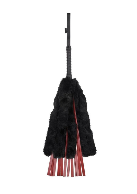 Saffron Faux Fur Flogger - Black/Red