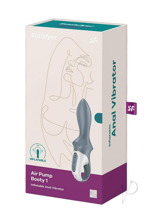 Satisfyer Air Pump Booty 1 Rechargeable Silicone Anal Vibrator - Gray/Grey/White