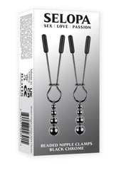 Selopa Beaded Nipple Clamps - Black Chrome - Black