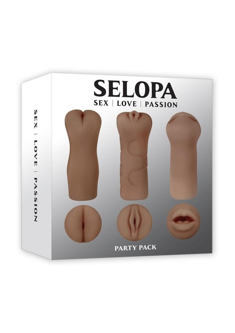 Selopa Party Pack Oral, Vaginal and Anal Strokers - Chocolate - 3 Per Pack