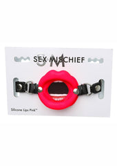 Sex and Mischief Silicone Lips Open Mouth Gag - Red