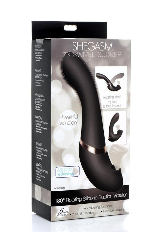 Shegasm 7x Swivel Licker 180 Rotating Silicone Licking Vibrator - Black