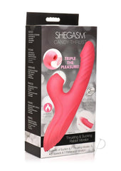 Shegasm Candy-Thrust Rechargeable Silicone Thrusting and Sucking Rabbit Vibrator - Pink