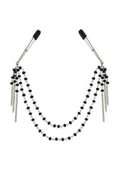 Sincerely Black Jeweled Nipple Clips - Black/Silver - 16.5in