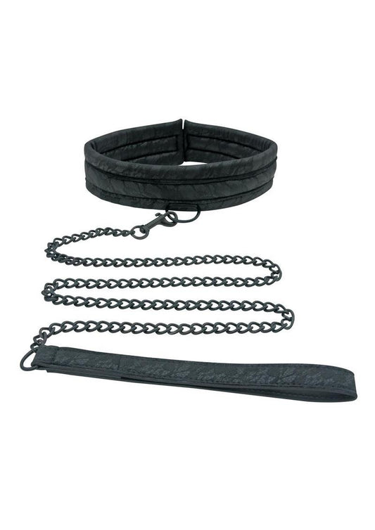 Sincerely Lace Adjustable Collar and Leash - Black - Set